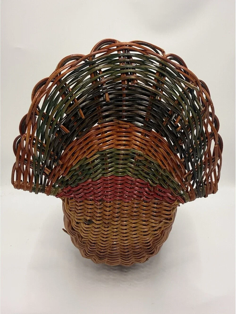 Vintage Wicker Turkey Woven Rattan Bread Basket Planter Farmhouse Country  Decor
